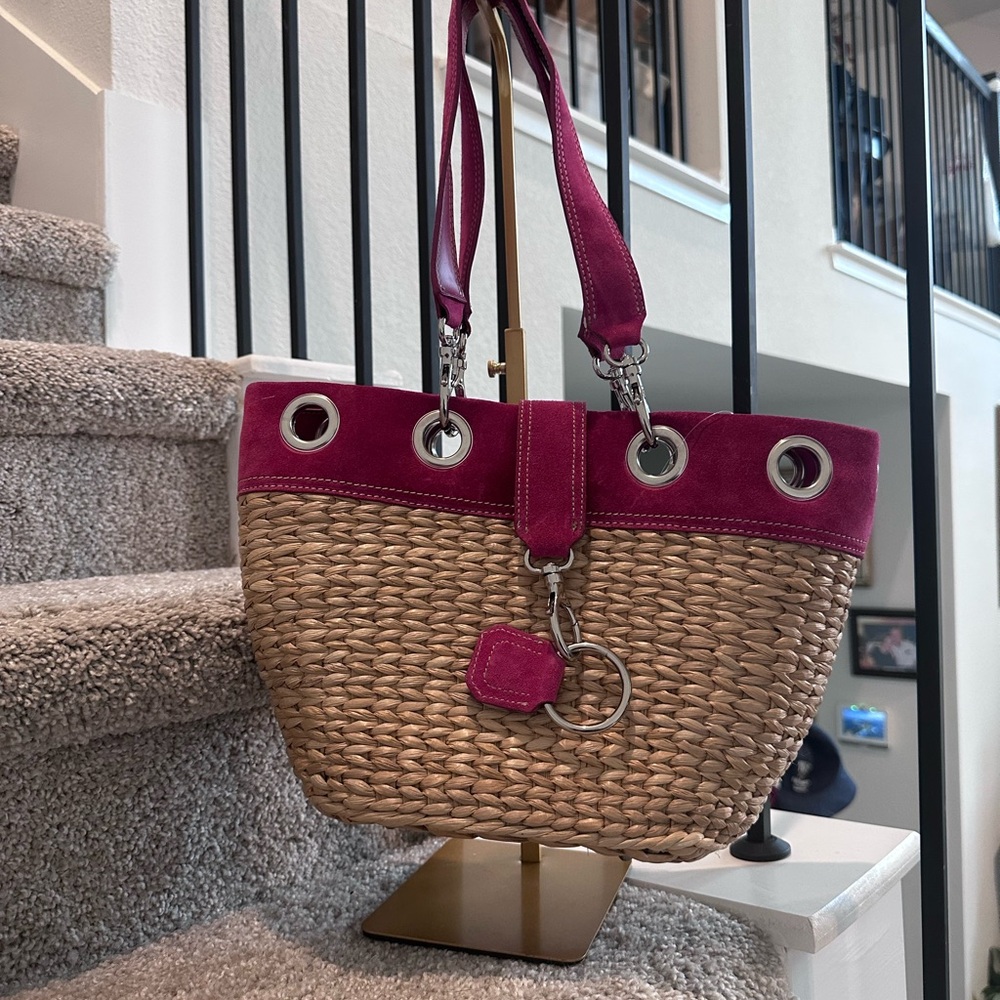 Stylish RED STRAW SHOULDER BAG NEW